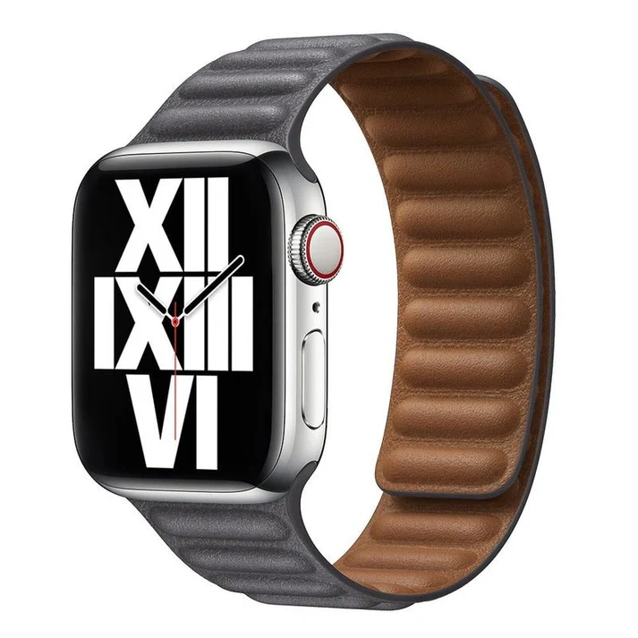 Apple Watch-ის ტყავის მაგნიტური სამაჯური 42/44/45/49mm ნაცრისფერი