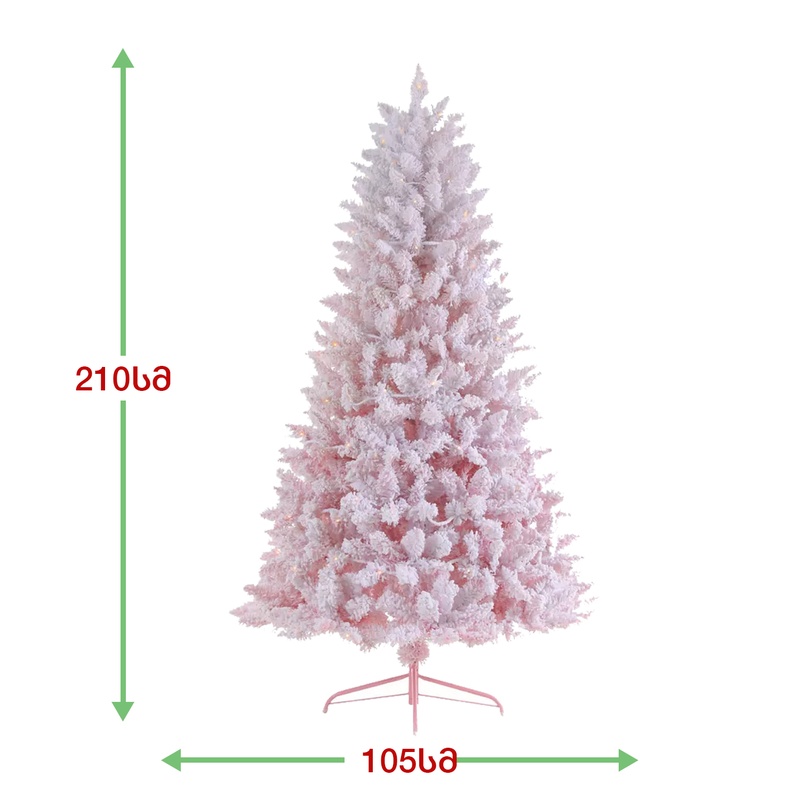 დათოვლილი ვარდისფერი ნაძვის ხე 210სმ (O210)