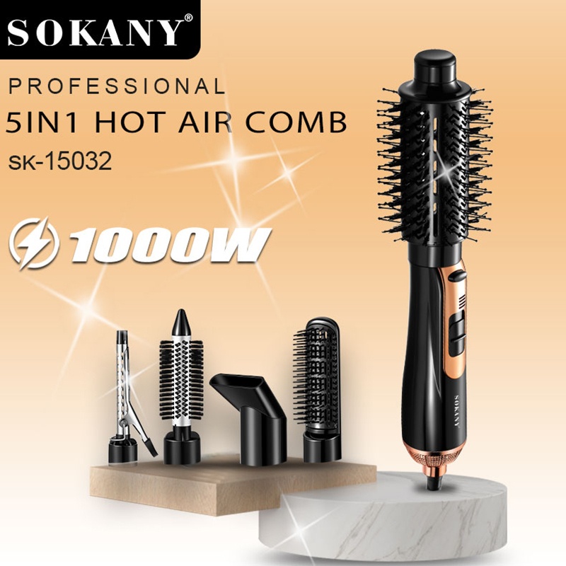 თმის ფენ-სავარცხელი Sokany SK-15032, 5-in-1, 1000W, 5 საცმით