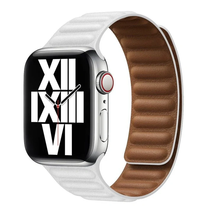 Apple Watch-ის ტყავის მაგნიტური სამაჯური 42/44/45/49mm თეთრი