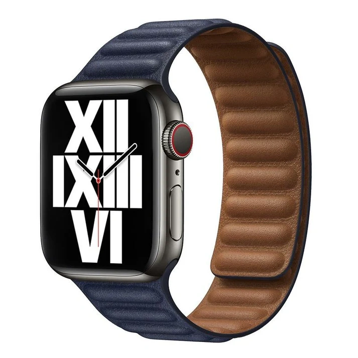 Apple Watch-ის ტყავის მაგნიტური სამაჯური 42/44/45/49mm ლურჯი