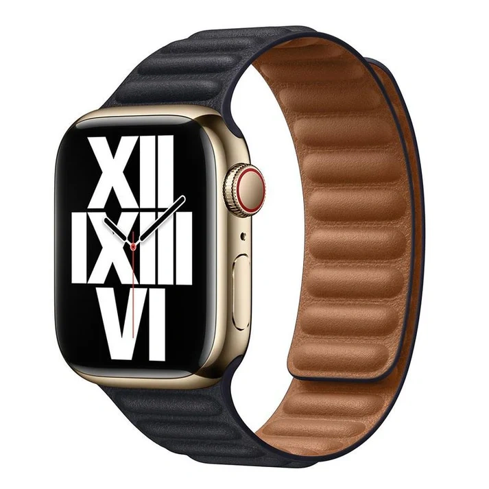 Apple Watch-ის ტყავის მაგნიტური სამაჯური 42/44/45/49mm შავი