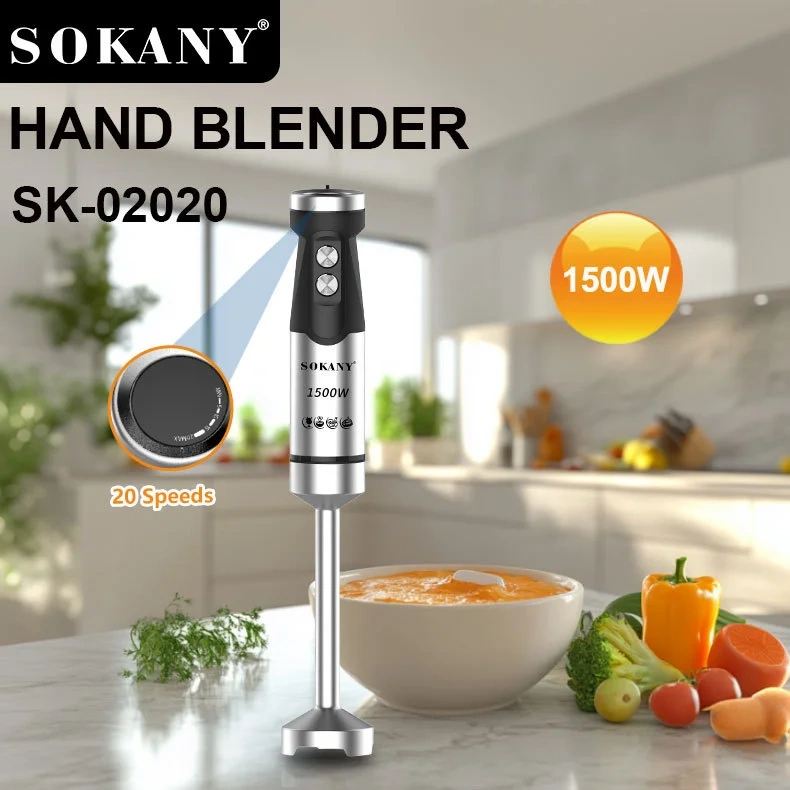 ხელის ბლენდერი Sokany SK-02020, 1500W, 20 სიჩქარე, 4 დანა