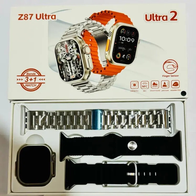 Smart Watch Z87 Ultra 2, 3 სამაჯურით და ყურსასმენით